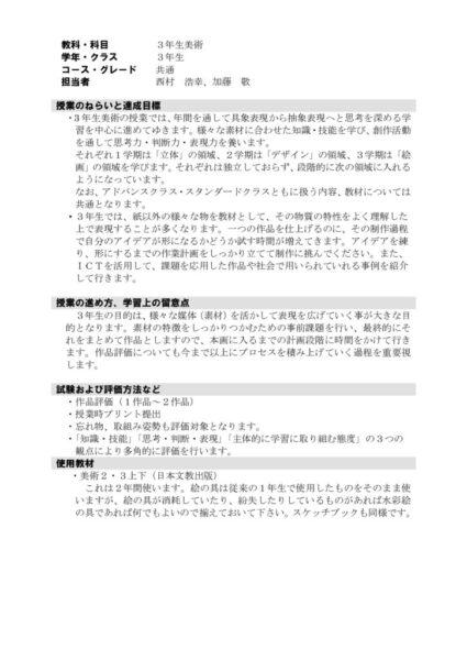 2021年度3年美術