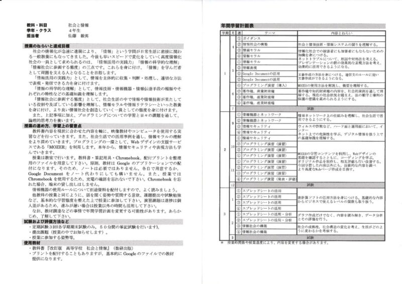 2021年度4年社会と情報