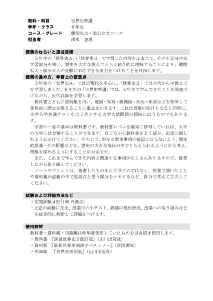 2021年度6年世界史特講　